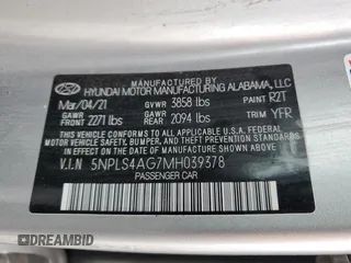 2021 Hyundai Elantra SEL z VIN 5NPLS4AG7MH039378, wystawiony jako Copart lot #50432535 z przebiegiem 88 153 mil mil oraz Szkoda całkowita • Salvage title. Historia ofert i sprzedaży dostępna na DreamBid. Obrazek 12.