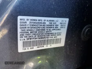 2016 Honda Pilot LX with VIN 5FNYF5H15GB026763, listed as a Copart auction lot 46741935 with 158,342 mi miles and Salvage Title. Bid and sale history available at DreamBid. Image 15.