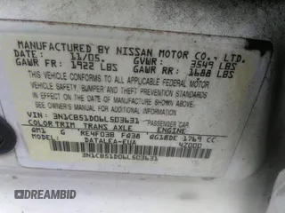 2006 Nissan Sentra S z VIN 3N1CB51D06L503631, wystawiony jako IAAI lot #42411629 z przebiegiem 198 884 mil mil oraz . Historia ofert i sprzedaży dostępna na DreamBid. Obrazek 9.