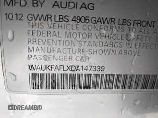 2013 Audi A4 Prestige with VIN WAUKFAFLXDA147339, listed as a IAAI auction lot 41219818 with 132,443 mi miles. Bid and sale history available at carsss.com. Image 9.