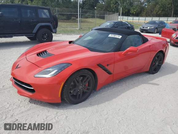 2015 Chevrolet Corvette Z51 2LT with VIN 1G1YK3D75F5106731, listed as a Copart auction lot 74700174 with 44,755 mi miles and Salvage Title. Bid and sale history available at carsss.com. Image 1.
