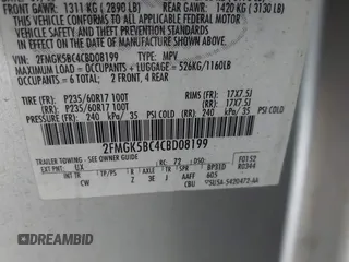2012 Ford Flex SE with VIN 2FMGK5BC4CBD08199, listed as a IAAI auction lot 41484438 with 171,157 mi miles. Bid and sale history available at carsss.com. Image 9.