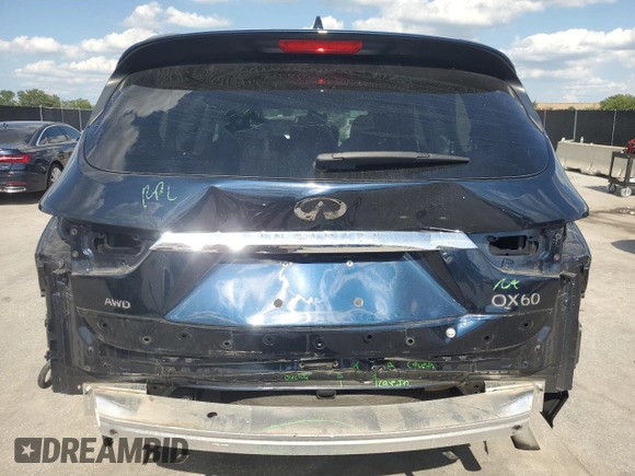 2020 Infiniti QX60 Signature Edition with VIN 5N1DL0MM5LC521896, listed as a Copart auction lot 56914625 with 67,367 mi miles and Salvage title. Bid and sale history available at DreamBid. Image 6.