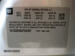 2012 Chevrolet Malibu 1LT with VIN 1G1ZC5E06CF392867, listed as a Copart auction lot 42761365 with 98,262 mi miles and Salvage Title. Bid and sale history available at DreamBid. Image 12.