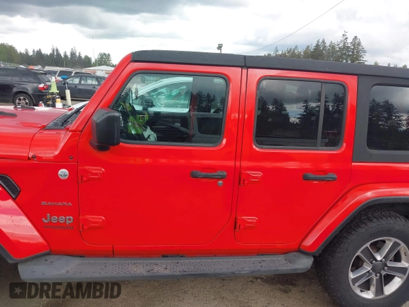 2018 Jeep Wrangler Unlimited Sahara with VIN 1C4HJXEG1JW310817, listed as a IAAI auction lot 42248374 with 64,516 mi miles and . Bid and sale history available at DreamBid. Image 15.