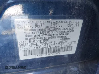 2019 Nissan Sentra S with VIN 3N1AB7AP1KY369075, listed as a IAAI auction lot 41355826 with 36,793 mi miles and . Bid and sale history available at DreamBid. Image 9.