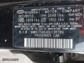 2013 Hyundai Accent GL with VIN KMHCT5AE4DU138789, listed as a IAAI auction lot 41536803 with 162,212 mi miles. Bid and sale history available at carsss.com. Image 9.