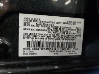 2014 Mitsubishi Outlander SE z VIN 4A4AR4AU3EE022192, wystawiony jako Copart lot #56918765 z przebiegiem 164 958 mil mil oraz Szkoda całkowita • Salvage title. Historia ofert i sprzedaży dostępna na DreamBid. Obrazek 13.