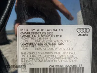 2010 Audi Q5 Prestige with VIN WA1VKAFP3AA098117, listed as a Copart auction lot 57606235 with 140,104 mi miles and Salvage title. Bid and sale history available at DreamBid. Image 13.