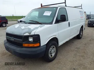 2007 Chevrolet Express Cargo Van with VIN 1GCGG25V571100352, listed as a IAAI auction lot 42144766 with 149,353 mi miles. Bid and sale history available at carsss.com. Image 2.