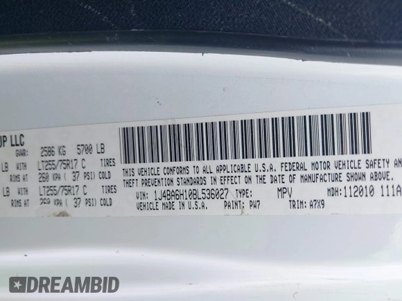 2011 Jeep Wrangler Unlimited Rubicon with VIN 1J4BA6H10BL536027, listed as a IAAI auction lot 42567901 with 164,487 mi miles and . Bid and sale history available at DreamBid. Image 9.