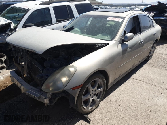 2003 Infiniti G35 w/Leather z VIN JNKCV51E53M005700, wystawiony jako Copart lot #45799755 z przebiegiem Nie podano mil oraz Nie do naprawy • Non repairable. Historia ofert i sprzedaży dostępna na DreamBid. Obrazek 1.