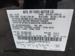 2021 Ford EcoSport SE с VIN MAJ3S2GE5MC407813, выставлен на аукционе IAAI как лот 42246840 с пробегом 31 336 миль миль и . История ставок и продаж доступна на DreamBid. Изображение 9.
