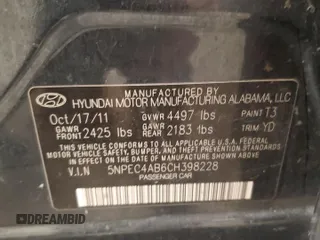 2012 Hyundai Sonata Limited z VIN 5NPEC4AB6CH398228, wystawiony jako Copart lot #81450264 z przebiegiem 126 016 mil mil oraz Szkoda całkowita • Salvage title. Historia ofert i sprzedaży dostępna na DreamBid. Obrazek 14.