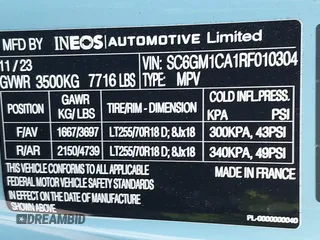 2024 Ineos Grenadier z VIN SC6GM1CA1RF010304, wystawiony jako IAAI lot #41903172 z przebiegiem 3781 mil mil oraz . Historia ofert i sprzedaży dostępna na DreamBid. Obrazek 9.