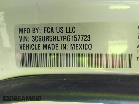 2024 Ram 2500 Tradesman with VIN 3C6UR5HL7RG157723, listed as a IAAI auction lot 41128531 with 56,820 mi miles and . Bid and sale history available at DreamBid. Image 9.