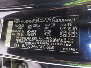 2022 Hyundai Santa Cruz SEL z VIN 5NTJCDAE7NH018858, wystawiony jako IAAI lot #42038182 z przebiegiem 28 596 mil mil oraz . Historia ofert i sprzedaży dostępna na DreamBid. Obrazek 9.