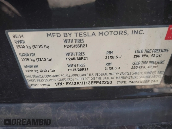2014 Tesla Model S 60 z VIN 5YJSA1H13EFP42250, wystawiony jako IAAI lot #42267590 z przebiegiem 196 142 mil mil oraz . Historia ofert i sprzedaży dostępna na DreamBid. Obrazek 9.