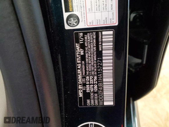2017 Mercedes-Benz E 300 Luxury with VIN WDDZF4JB1HA157271, listed as a Copart auction lot 43200285 with 36,085 mi miles and Salvage title. Bid and sale history available at DreamBid. Image 12.