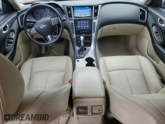 2015 Infiniti Q50 with VIN JN1BV7AR0FM396516, listed as a Copart auction lot 57677055 with 128,369 mi miles and Salvage title. Bid and sale history available at DreamBid. Image 8.