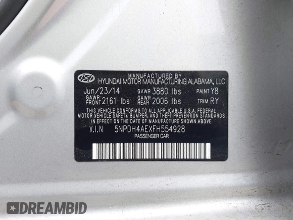 2015 Hyundai Elantra SE с VIN 5NPDH4AEXFH554928, выставлен на аукционе IAAI как лот 42092809 с пробегом 181 422 миль миль и . История ставок и продаж доступна на DreamBid. Изображение 9.