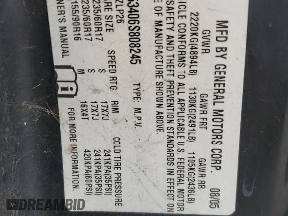 2006 Saturn VUE with VIN 5GZCZ53406S808245, listed as a Copart auction lot 52963385 with 199,022 mi miles and Salvage Title. Bid and sale history available at DreamBid. Image 13.