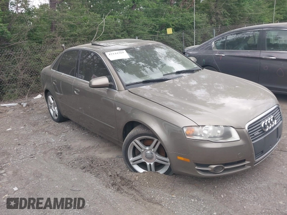 2006 Audi A4 2.0T with VIN WAUDF78E16A015762, listed as a IAAI auction lot 42144369 with 107,403 mi miles. Bid and sale history available at carsss.com. Image 1.