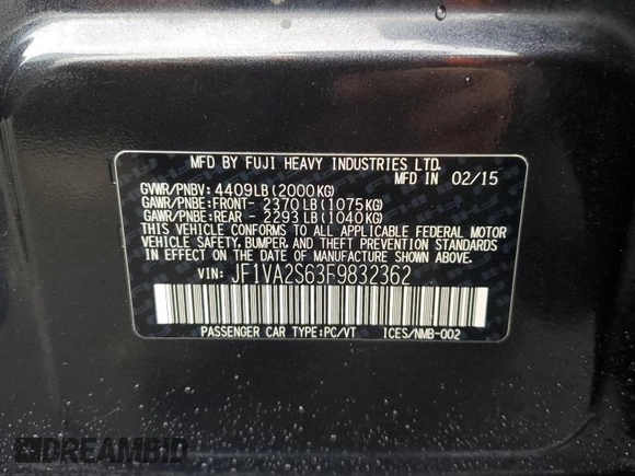 2015 Subaru WRX STI Limited с VIN JF1VA2S63F9832362, выставлен на аукционе Copart как лот 78410364 с пробегом 62 302 миль миль и На запчасти • Non repairable. История ставок и продаж доступна на DreamBid. Изображение 12.
