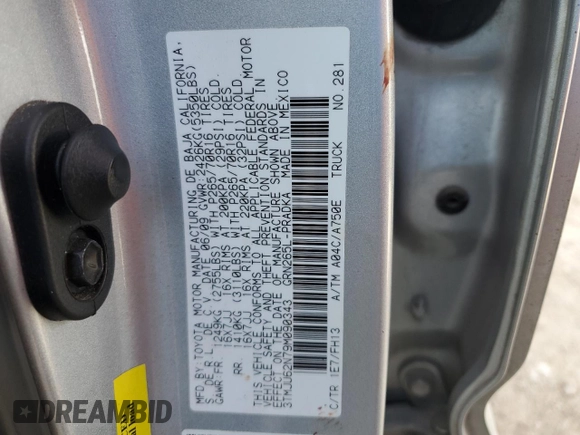 2009 Toyota Tacoma PreRunner with VIN 3TMJU62N79M090343, listed as a Copart auction lot 88483595 with 0 mi miles and Salvage Title. Bid and sale history available at carsss.com. Image 13.