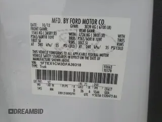 2013 Ford F-150 XL z VIN 1FTEX1CM3DFA39318, wystawiony jako Copart lot #56255635 z przebiegiem 284 281 mil mil oraz Szkoda całkowita • Salvage title. Historia ofert i sprzedaży dostępna na DreamBid. Obrazek 13.