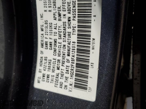 2015 Honda Accord EX-L z VIN 1HGCR2F89FA126518, wystawiony jako Copart lot #55673485 z przebiegiem 124 028 mil mil oraz Szkoda całkowita • Salvage title. Historia ofert i sprzedaży dostępna na DreamBid. Obrazek 13.