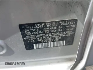 2014 Hyundai Elantra GT with VIN KMHD35LH1EU174324, listed as a IAAI auction lot 41850746 with 160,853 mi miles. Bid and sale history available at carsss.com. Image 9.