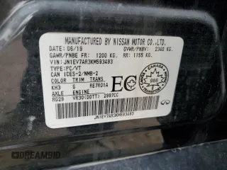2019 Infiniti Q50 3.0t LUXE with VIN JN1EV7AR3KM593493, listed as a Copart auction lot 52400135 with 0 mi miles and Non Repairable. Bid and sale history available at carsss.com. Image 12.