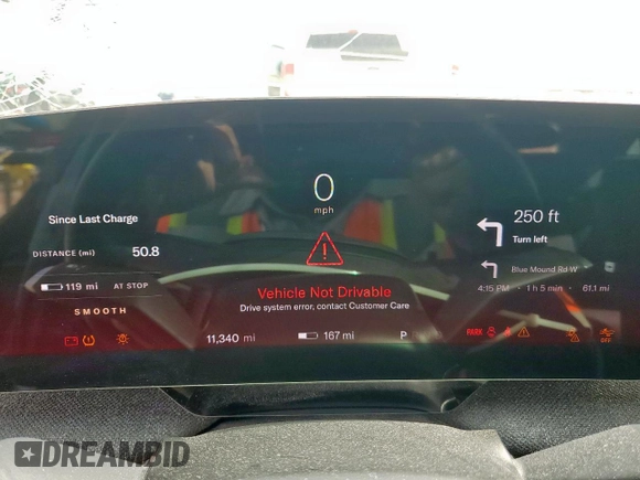 2023 Lucid Air Pure z VIN 50EA1PFA3PA007860, wystawiony jako Copart lot #55330695 z przebiegiem 11 340 mil mil oraz Szkody całkowita. Historia ofert i sprzedaży dostępna na DreamBid. Obrazek 9.