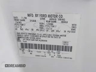 2009 Ford F-150 STX with VIN 1FTRX12819FA25009, listed as a IAAI auction lot 41468579 with 161,763 mi miles. Bid and sale history available at carsss.com. Image 9.