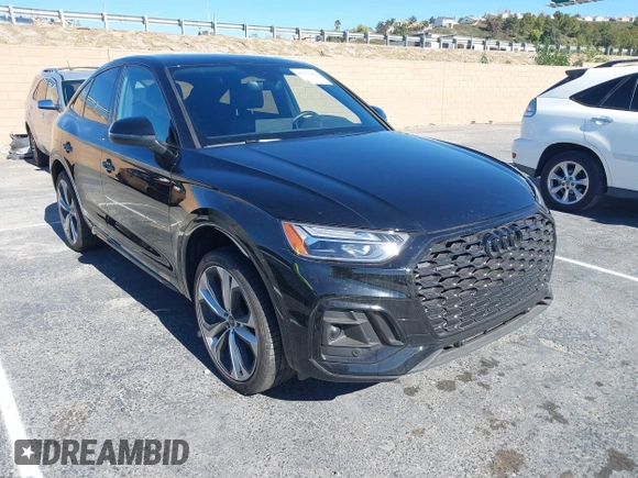 2023 Audi Q5 Sportback S line Premium Plus with VIN WA15AAFY8P2176437, listed as a IAAI auction lot 41352886 with 7,639 mi miles and . Bid and sale history available at DreamBid. Image 1.