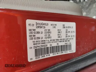 2005 Dodge Caravan SXT with VIN 2D4GP44L25R456250, listed as a Copart auction lot 83081644 with 277,196 mi miles and Salvage Title. Bid and sale history available at DreamBid. Image 13.