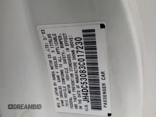 2003 Acura RSX Type S with VIN JH4DC53083C017230, listed as a Copart auction lot 74597124 with 170,661 mi miles and Salvage Title. Bid and sale history available at carsss.com. Image 12.
