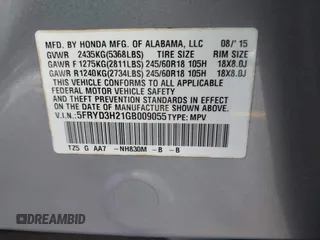 2016 Acura MDX with VIN 5FRYD3H21GB009055, listed as a IAAI auction lot 42012020 with 132,058 mi miles and . Bid and sale history available at DreamBid. Image 9.
