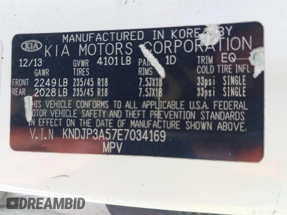 2014 Kia Soul + with VIN KNDJP3A57E7034169, listed as a IAAI auction lot 41858390 with 136,943 mi miles. Bid and sale history available at carsss.com. Image 9.