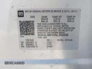 2022 GMC Terrain SLE с VIN 3GKALMEV2NL202036, выставлен на аукционе IAAI как лот 41622977 с пробегом 43 313 миль миль и . История ставок и продаж доступна на DreamBid. Изображение 9.