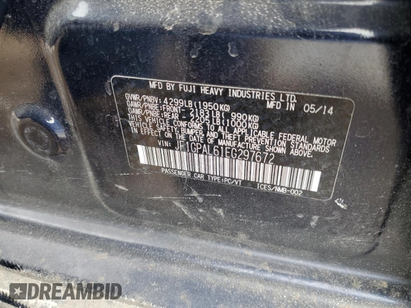2014 Subaru Impreza Special Sports Premium with VIN JF1GPAL61EG297672, listed as a Copart auction lot 46368035 with 90,145 mi miles and Salvage title. Bid and sale history available at DreamBid. Image 12.