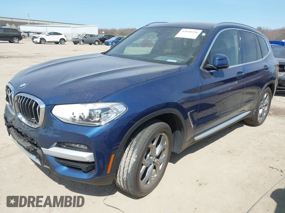 2020 BMW X3 xDrive30i with VIN 5UXTY5C08LLT39041, listed as a IAAI auction lot 42048396 with 52,757 mi miles and . Bid and sale history available at DreamBid. Image 2.