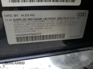 2015 Audi A8 3.0T z VIN WAU3GAFD2FN026312, wystawiony jako Copart lot #53914905 z przebiegiem Nie podano mil oraz Szkoda całkowita • Salvage title. Historia ofert i sprzedaży dostępna na DreamBid. Obrazek 12.