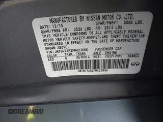 2015 Infiniti Q50 Premium z VIN JN1BV7AR2FM423666, wystawiony jako IAAI lot #41345228 z przebiegiem 67 027 mil mil oraz . Historia ofert i sprzedaży dostępna na DreamBid. Obrazek 9.