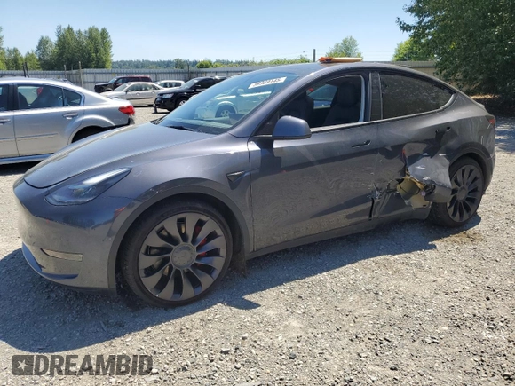 2022 Tesla Model Y Performance with VIN 7SAYGDEF3NF384161, listed as a Copart auction lot 59989145 with 12,731 mi miles and Salvage title. Bid and sale history available at DreamBid. Image 1.