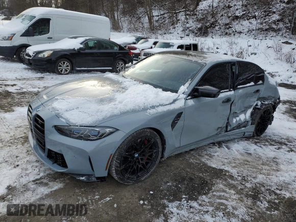 2021 BMW M3 with VIN WBS53AY01MFL20155, listed as a Copart auction lot 88773105 with 48,612 mi miles and Salvage Title. Bid and sale history available at carsss.com. Image 1.