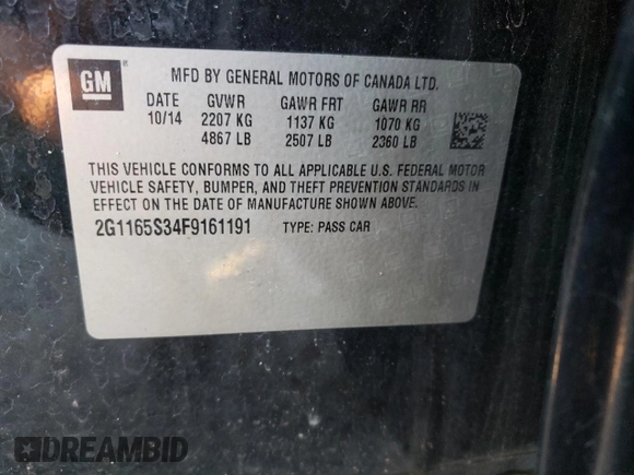 2015 Chevrolet Impala LTZ с VIN 2G1165S34F9161191, выставлен на аукционе Copart как лот 59107314 с пробегом 136 555 миль миль и Списание • Salvage title. История ставок и продаж доступна на DreamBid. Изображение 13.