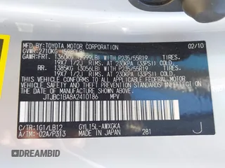 2010 Lexus RX 450h with VIN JTJBC1BA8A2410186, listed as a IAAI auction lot 42291441 with 228,894 mi miles and . Bid and sale history available at DreamBid. Image 9.
