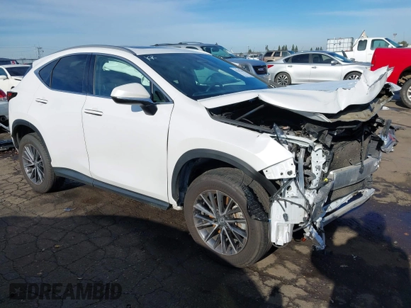 2022 Lexus NX with VIN 2T2AGCEZ7NC002524, listed as a IAAI auction lot 41217365 with 43,786 mi miles. Bid and sale history available at carsss.com. Image 1.